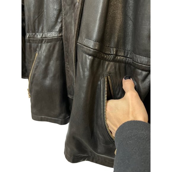 Andrew Marc Additions Leather Coat Brown Parka Jacket - Picture 5 of 11